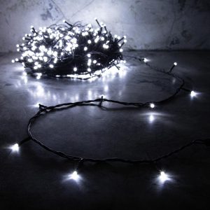 Гирлянда Клип Лайт, белый с мерцанием 50 м, 500 LED, провод чёрный каучук, IP55