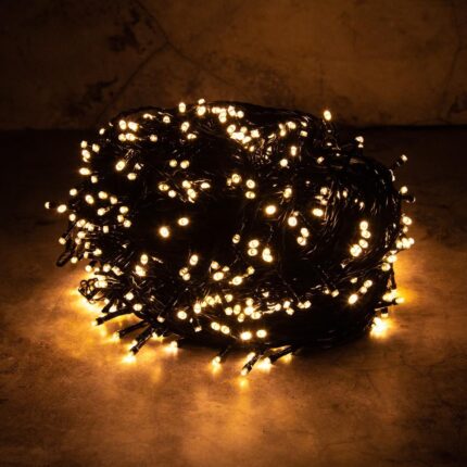 Гирлянда Клип Лайт Тепло-Белый 50 м, 500 LED, Провод Черный Каучук, IP55