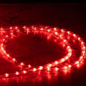 Светодиодный Дюралайт Ø11 мм Красный 220В, 30 LED/м, Бухта 50м, мерцающий, Свечение 360°, IP65