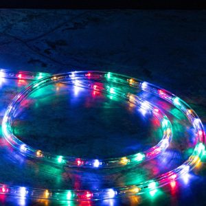 Светодиодный Дюралайт Ø11 мм, мульти с мерцанием, 220 В, 30 LED/м, Бухта 100 м, свечение 360°, IP65