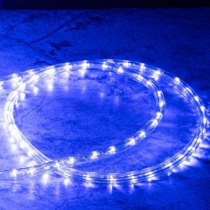 Светодиодный Дюралайт Ø11 мм, синий с мерцанием, 220 В, 30 LED/м, Бухта 100 м, свечение 360°, IP65