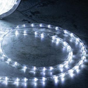 Светодиодный Дюралайт Ø11 мм, белый с мерцанием, 220 В, 30 LED/м, Бухта 100 м, свечение 360°, IP65