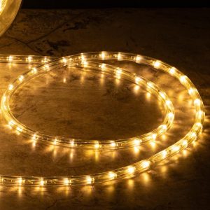 Светодиодный Дюралайт Ø11 мм, тепло-белый с мерцанием, 220 В, 30 LED/м, Бухта 100 м, свечение 360°, IP65
