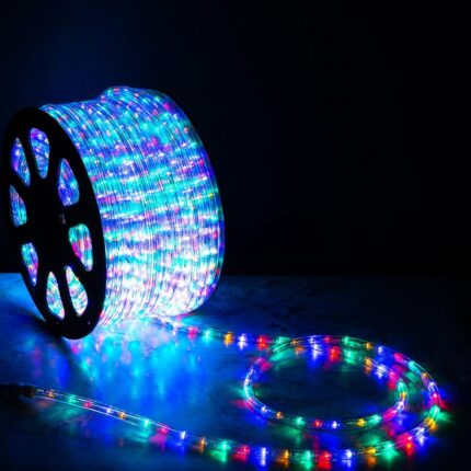 Светодиодный Дюралайт Ø13 мм Мульти 220В, 36 LED/м, Бухта 100м, мерцающий, Свечение 360°, IP65