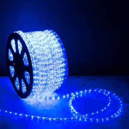 Светодиодный Дюралайт Ø13 мм Синий 220В, 36 LED/м, Бухта 100м, мерцающий, Свечение 360°, IP65