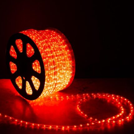 Светодиодный Дюралайт Ø13 мм Красный 220В, 36 LED/м, Бухта 100м, мерцающий, Свечение 360°, IP65