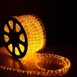 Светодиодный Дюралайт Ø13 мм Желтый 220В, 36 LED/м, Бухта 100м, мерцающий, Свечение 360°, IP65