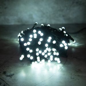 Гирлянда Нить 10 м Белая Статика, 100 LED, Белый Каучук, IP65, LEON