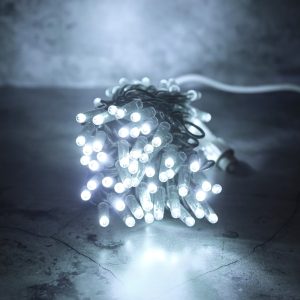 Гирлянда Нить 10 м Белая Статика, 100 LED, Прозрачный ПВХ, IP65, LEON