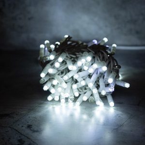 Гирлянда Нить 10 м Белая с Мерцанием, 100 LED, Белый Каучук, IP65, LEON
