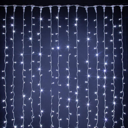 Гирлянда-занавес 2×9 м, Белый Статика, 1530 LED, белый каучук, IP44, 220 В