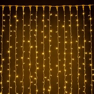 Гирлянда-занавес 2×9 м, Тепло-Белый Статика, 1530 LED, белый каучук, IP44, 220 В