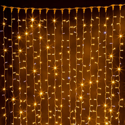 Гирлянда Занавес 2x3 м, Тепло-Белый с Мерцанием, 220В, 600 LED, IP65, прозрачный провод, STANDART