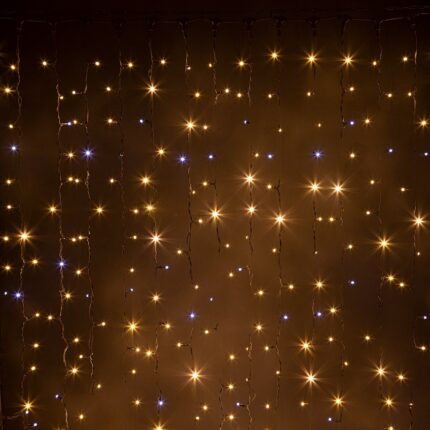 Гирлянда-занавес 2×6 м, Тепло-Белый с Мерцанием, 220 В, 816 LED, чёрный каучук, IP65