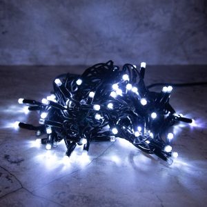 Гирлянда Бахрома 3 м Белая с Мерцанием, 100 LED, Чёрный Каучук, IP65, LEON