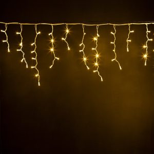 Гирлянда Бахрома 5 м Тепло-Белый 220В, 150 LED, Провод Белый Каучук, IP65