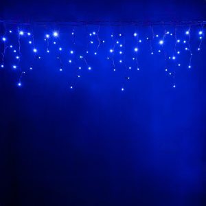 Гирлянда Бахрома 5 м Синяя с мерцанием 220В, 220 LED, Чёрный Каучук IP65