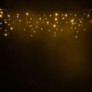 Гирлянда Бахрома 5 м Тепло-Белая с мерцанием 220В, 220 LED, Чёрный Каучук IP65