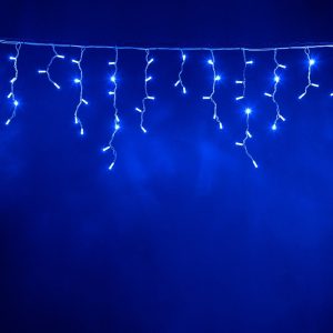 Гирлянда Бахрома 5 м Синий с мерцанием 220В, 150 LED, Провод Белый Каучук, IP65