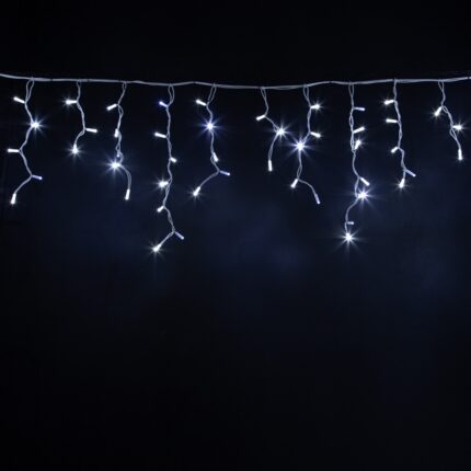 Гирлянда Бахрома 5 м Белый с мерцанием 220В, 150 LED, Провод Белый Каучук, IP65, без сетевого шнура