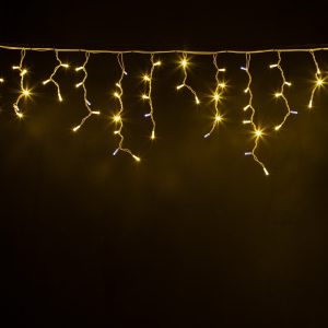 Гирлянда Бахрома 5 м Тепло-Белый с мерцанием 220В, 150 LED, Провод Белый Каучук, IP65