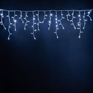 Гирлянда Бахрома 5 м Белый с мерцанием 220В, 220 LED, Провод Белый Каучук, IP65, без сетевого шнура