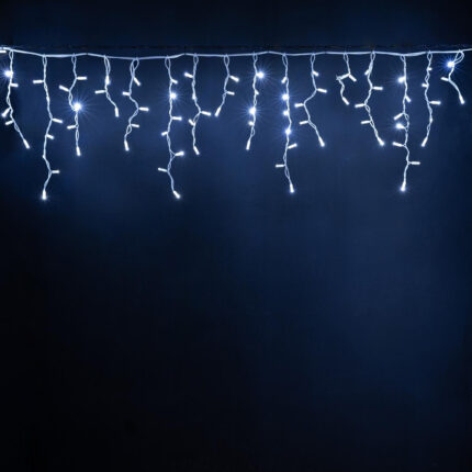Гирлянда Бахрома 5 м Белый с мерцанием 220В, 220 LED, Провод Белый Каучук, IP65, без сетевого шнура