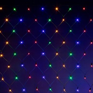 Гирлянда сетка 3×3 м, хамелеон — 7 цветов, 320 LED, чёрный каучук, IP65