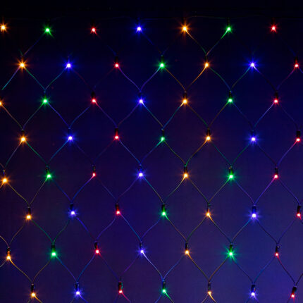 Светодиодная Сеть 3x3 м Хамелеон - 7 цв. 220В, 320 LED, Провод Черный Каучук, IP65
