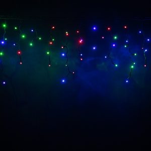 Гирлянда Бахрома 3 м Мульти с Миганием, 100 LED, Чёрный Каучук, IP65, LEON