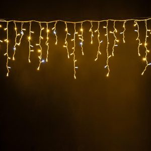 Гирлянда Бахрома 5 м Тёплый Белый с Мерцанием, Белый Провод, IP65, 260 LED