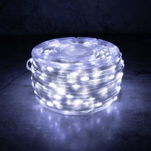 Гирлянда Нить Росы 100 м Белая с Мерцанием, 1000 LED, Прозрачный ПВХ, IP44