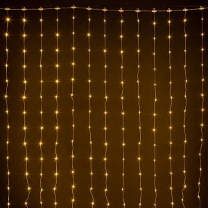 Гирлянда Занавес с каплями Росы 3×2 м, Тепло-белый Статика, 384 LED, USB с пультом, IP20