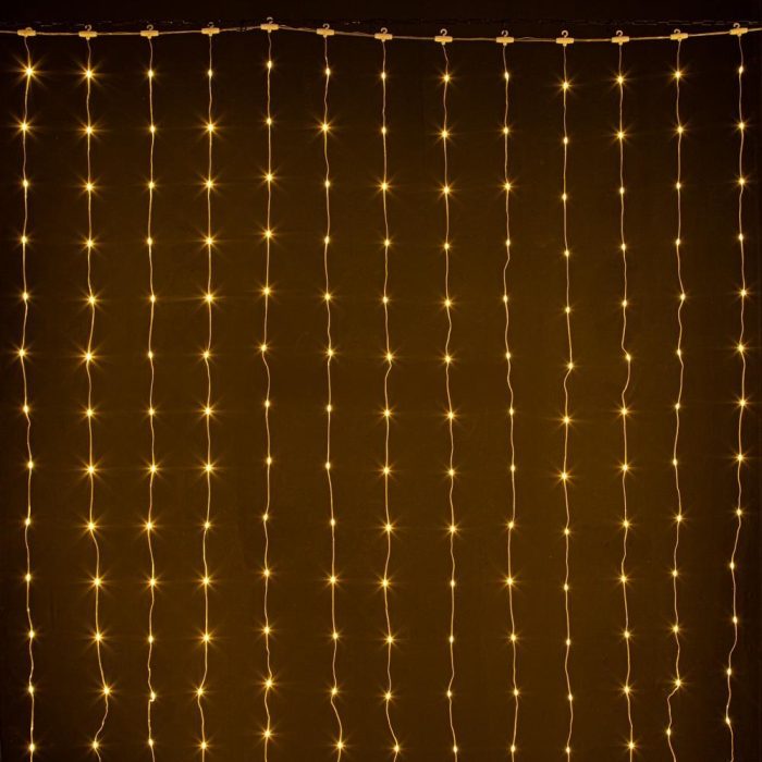 Гирлянда Занавес с каплями Росы 3×2 м, Тепло-белый Статика, 384 LED, USB с пультом, IP20