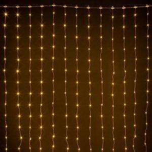 Гирлянда Занавес с каплями Росы 3×3 м, Тепло-Белый Статика, 576 LED, USB, IP20