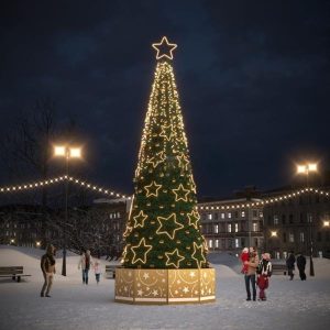 Световая ёлка «Звездопад», 9/11 м, IP65, золотой/серебряный свет