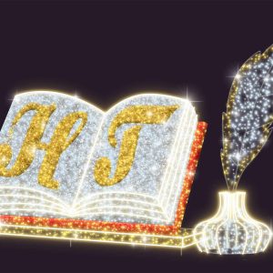 Световая фигура «Книга и перо» СК-169, 4×2,5 м, IP65, золото/серебро