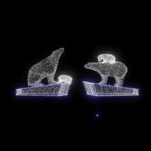 Световая композиция «Семья белых медведей» 2,2 м, IP65, холодное свечение