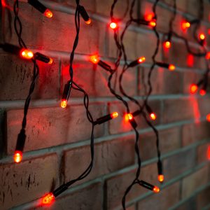 Гирлянда Бахрома 2,4 м Красная Статика, 88 LED, Чёрный ПВХ, IP65, NN
