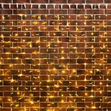 Гирлянда-занавес 2×3 м, Тепло-Белый с Мерцанием, 600 LED, белый ПВХ, IP65, 230В