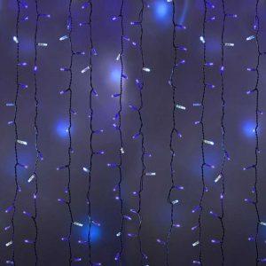 Гирлянда-занавес 2×3 м, Синий с Мерцанием, 600 LED, белый ПВХ, IP65, 230В