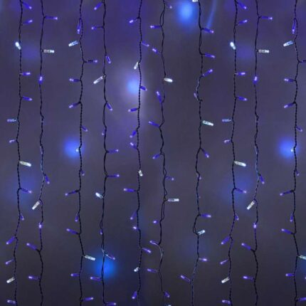 Гирлянда-занавес 2×3 м, Синий с Мерцанием, 600 LED, белый ПВХ, IP65, 230В