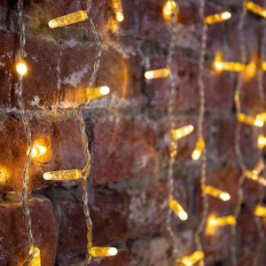 Гирлянда Занавес 2×1.5 м, Тепло-Белый с Мерцанием, 230В, 192 LED, Провод Прозрачный ПВХ, IP65