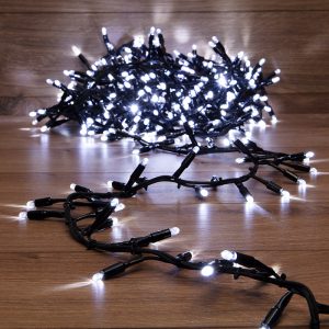 Гирлянда Кластер 10 м Белая Статика, 230 В, 400 LED, Провод Чёрный Каучук, IP67