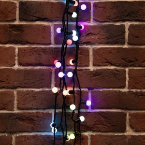 Гирлянда Мультишарики 10 м RGB с быстрой сменой цвета, 230 В, 100 LED, Чёрный ПВХ, IP65, NN