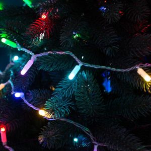 Гирлянда Нить 10 м Мультиколор с динамикой, 230 В, 100 LED, Прозрачный ПВХ, IP65, NN
