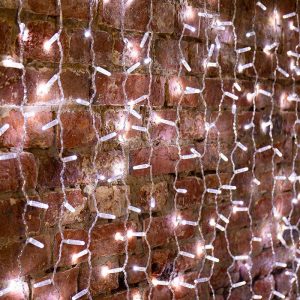 Гирлянда Занавес 2×1,5 м, Белый Статика, 192 LED, Провод Прозрачный ПВХ, IP65