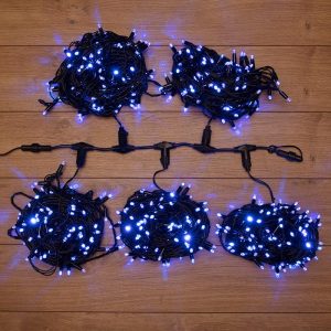 Гирлянда Клип Лайт Спайдер, комплект 5 синих нити статика по 20 м, 24 В, 665 LED, провод чёрный ПВХ, IP65