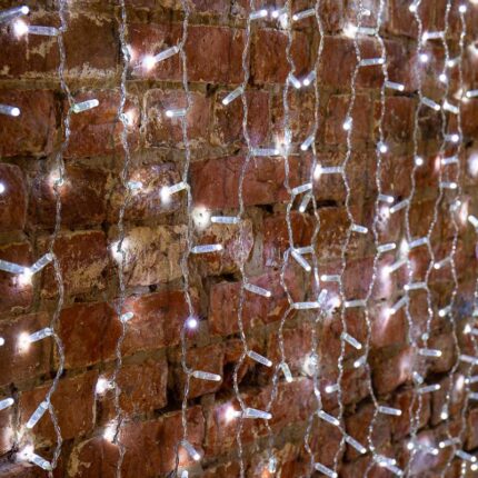 Гирлянда Занавес 2×1.5 м, Белый с Мерцанием, 230В, 192 LED, Провод Прозрачный ПВХ, IP65
