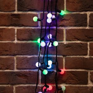 Гирлянда Мультишарики 10 м RGB с быстрой сменой цвета, 230 В, 80 LED, Чёрный ПВХ, IP65, NN